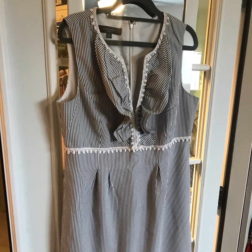 Searsucker Striped Ruffled Dress